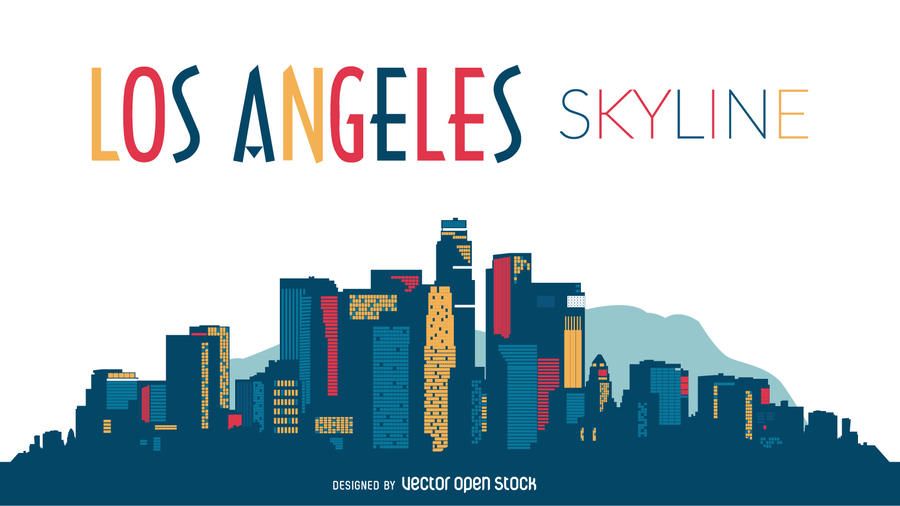 900x506 Los Angeles Skyline Silhouette Design Layout Los
