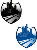 124x168 Los Angeles Blue City Skyline Silhouette Stock Vectors