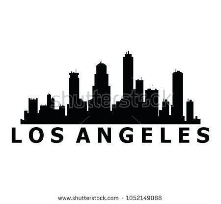 450x414 Los Angeles Skyline Silhouette With Skyline On White Background