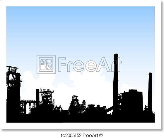 560x470 Free Art Print Of Industrial Skyline. Detailed Editable Vector
