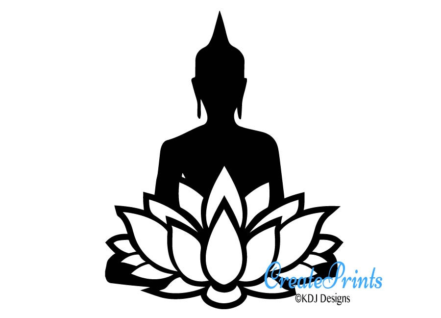 900x648 Buddha With A Lotus Flower Silhouette Clipart Image Instant