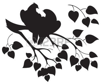 350x290 Vector Silhouette Of Love Birds Sitting On Branch Tree Photo