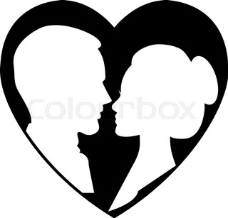 320x307 Kissing Rabbits Couple Silhouette Stock Vector Colourbox