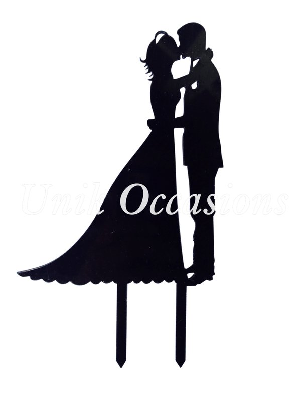 600x800 Unik Occasions Kissing Couple Silhouette Acrylic Cake Topper