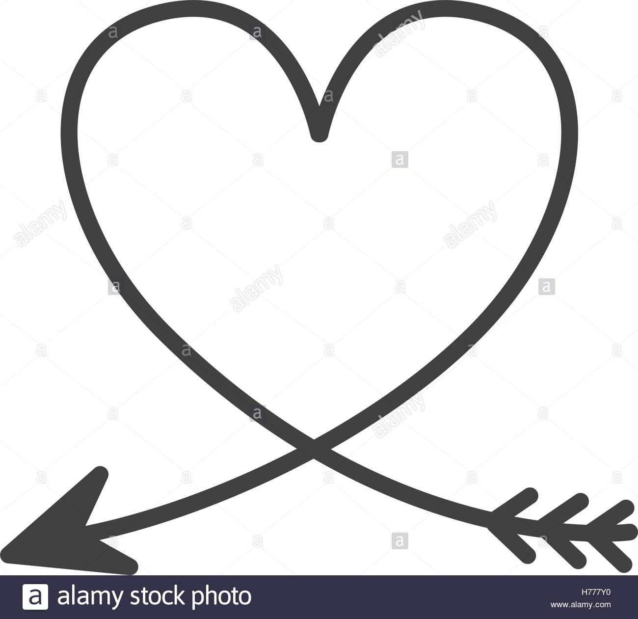 1300x1261 Silhouette Of Heart With Arrow Vector Illustration Stock Vector
