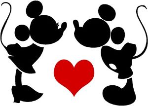 300x215 Custom Vinyl Decal Run Disney Mickey Minnie Love Silhouette Heart