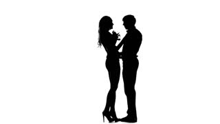 320x180 Silhouette Of Two Lovers. Silhouette. White Stock Video Footage