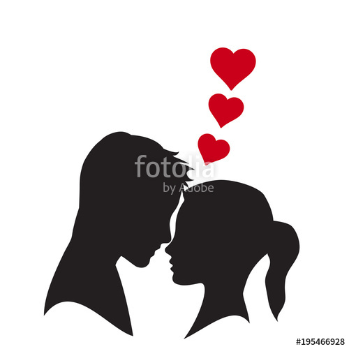500x500 Vector Logo Lovers. Silhouette Of Man And Woman With Heart Stock