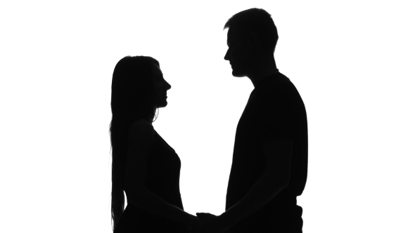 590x332 Silhouette Of Two Lovers. Silhouette. White By Kinomaster Videohive