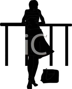 245x300 Black Silhouette Of A Woman Stanind Against A Railing With Her