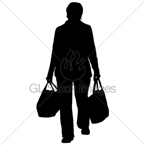 500x500 Silhouette Of People Carrying Bag Luggage On White Backgr Gl