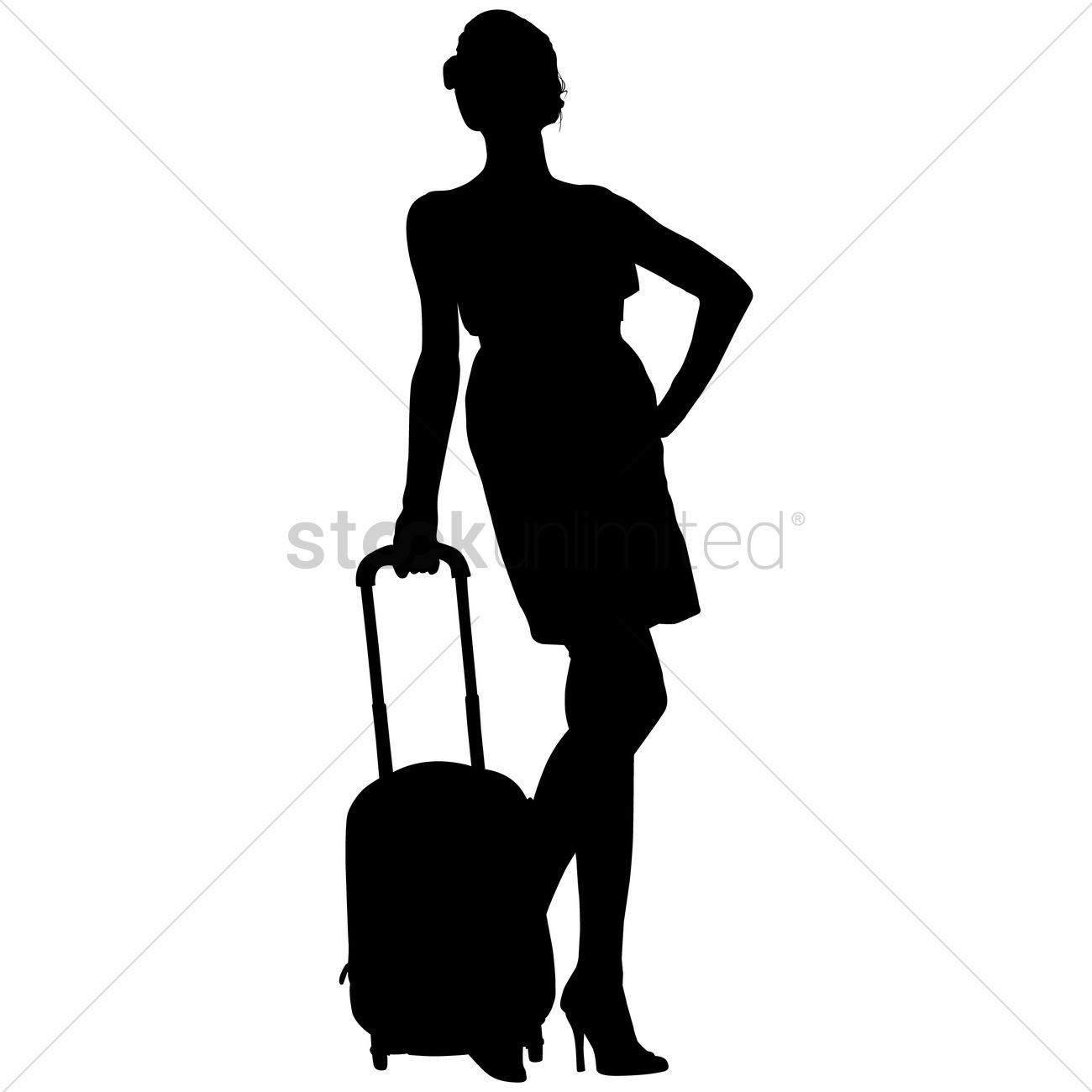1300x1300 Silhouette Of A Lady With Luggage Vector Image