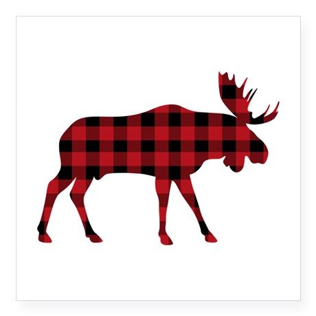 460x460 Plaid Moose Animal Silhouette Sticker