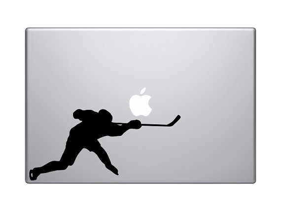 570x428 Hockey Player Slapshot Silhouette Version 5 Macbook Vinyl