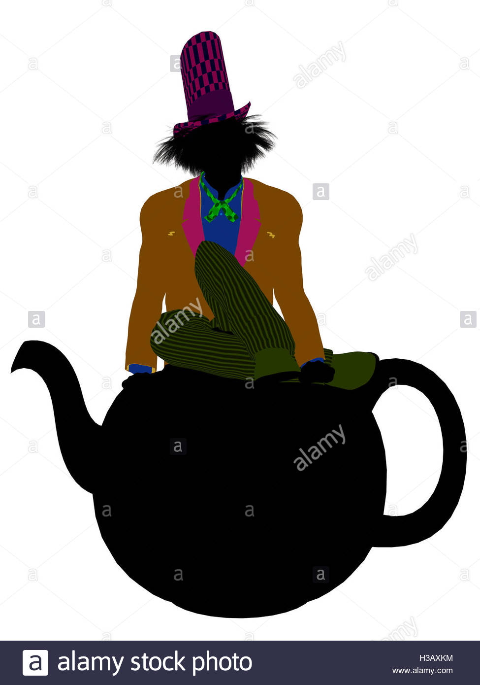 975x1390 Madhatter Silhouette Illustration Stock Photo, Royalty Free Image