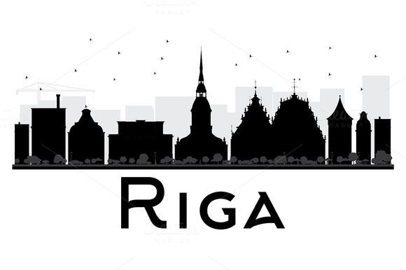 580x386 Riga City Skyline Silhouette Skyline Silhouette, City Skylines