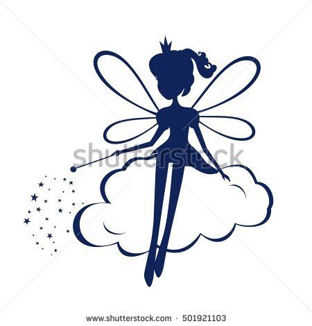 450x470 Fairy Silhouette A Magic Wand Vector Illustration. Print