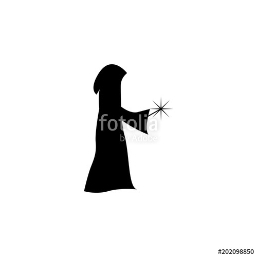 500x500 Magician Silhouette. Element Of Fairy Tale Heroes Illustration