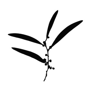 310x310 Magnolia Leaves With Small Flowers Silhouette Plants Decals, Decal