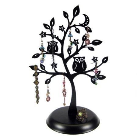 450x450 Cut Out Metal Owl Tree Jewelry Stand Earrings Holder