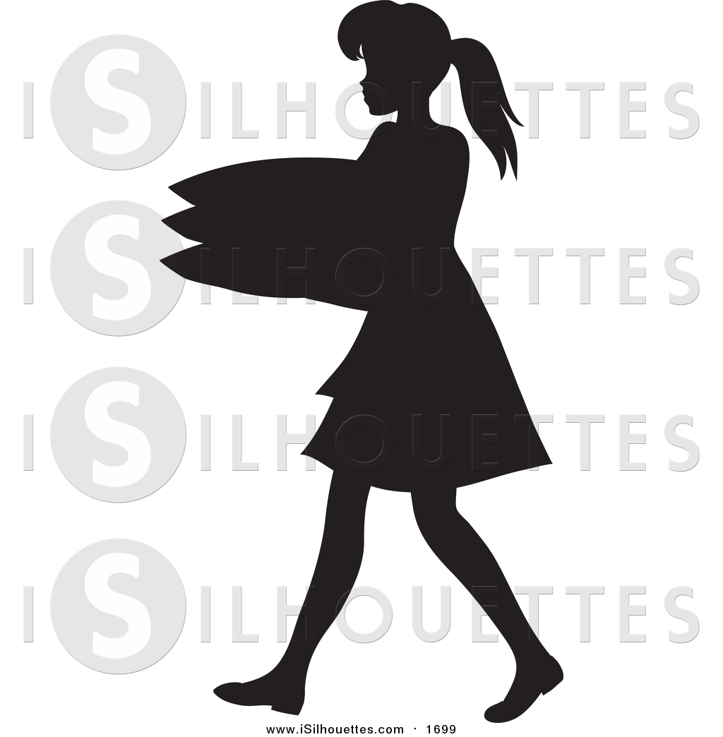 1024x1044 Clipart Of A Black Silhouetted Maid Carrying A Stack Of Pillows By