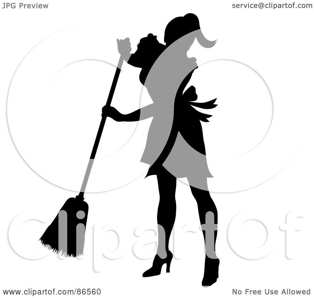 1080x1024 Royalty Free (Rf) Clipart Illustration Of A Silhouetted Maid