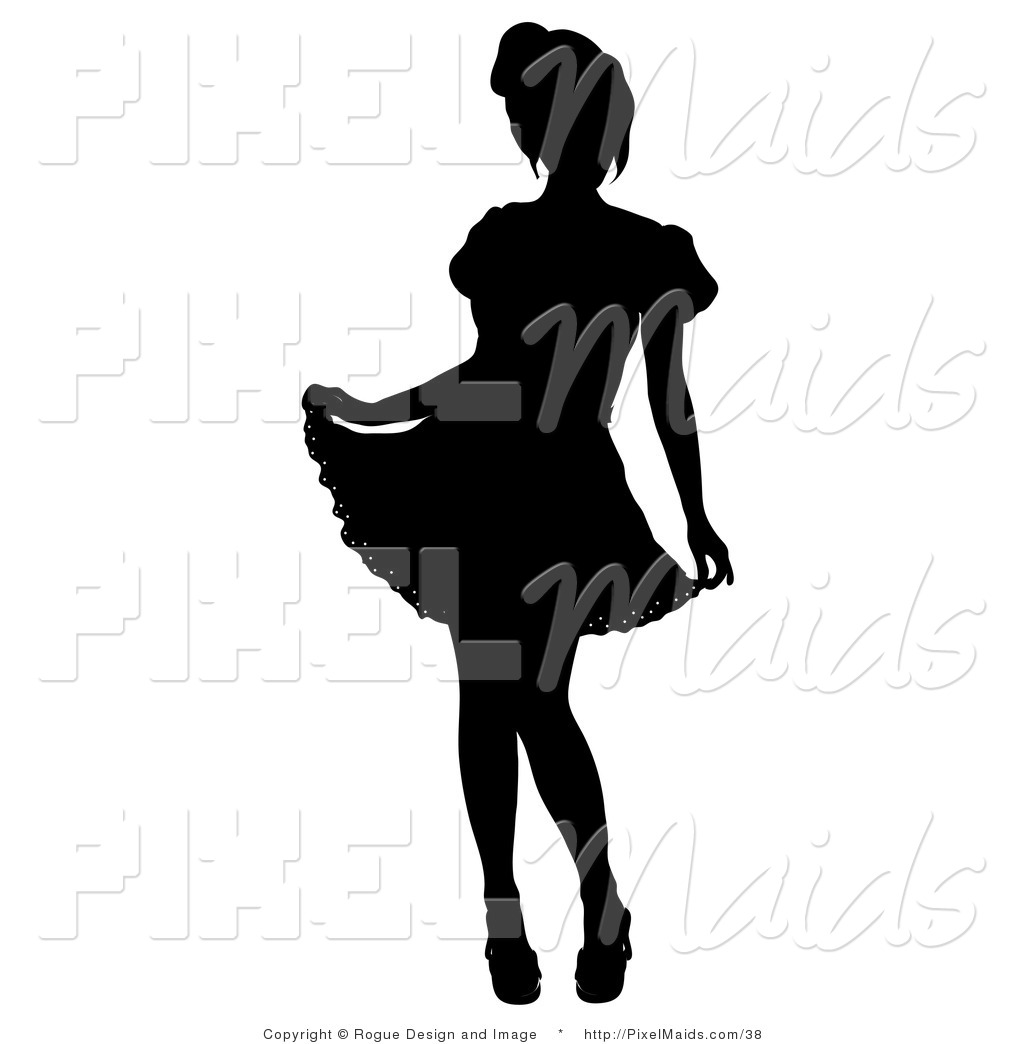1024x1044 Clipart A Black Silhouette A French Maid Holding The Ends