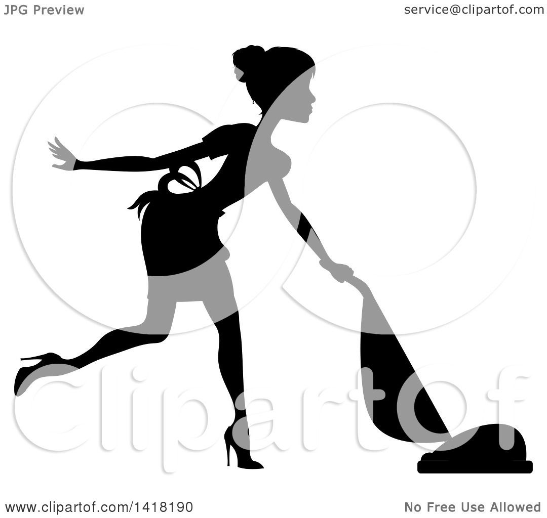 1080x1024 Clipart Of A Black Silhouetted Female Maid With Her Hair In A Bun
