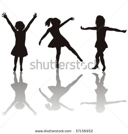 450x470 Three Little Girls Silhouettes