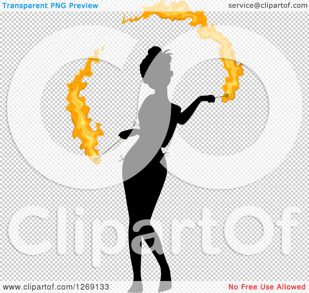 1080x1024 Clipart Of A Silhouetted Black Woman Fire Dancing With Colored