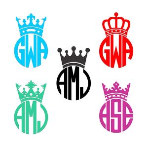 300x300 Crown King Monogram Frame Cuttable Design Cut File. Vector