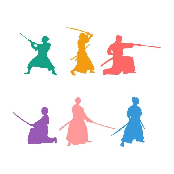 600x600 Samurai Silhouette Cuttable Design Cut File. Vector, Clipart