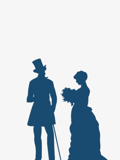 400x533 Male And Female Silhouettes Vector Romantic, Blue, Happy, Bouquet