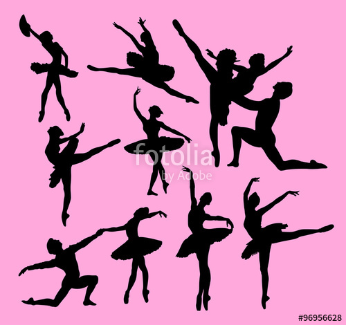 500x470 Ballet Dance Silhouette. Male Female Dancer. Stock Image