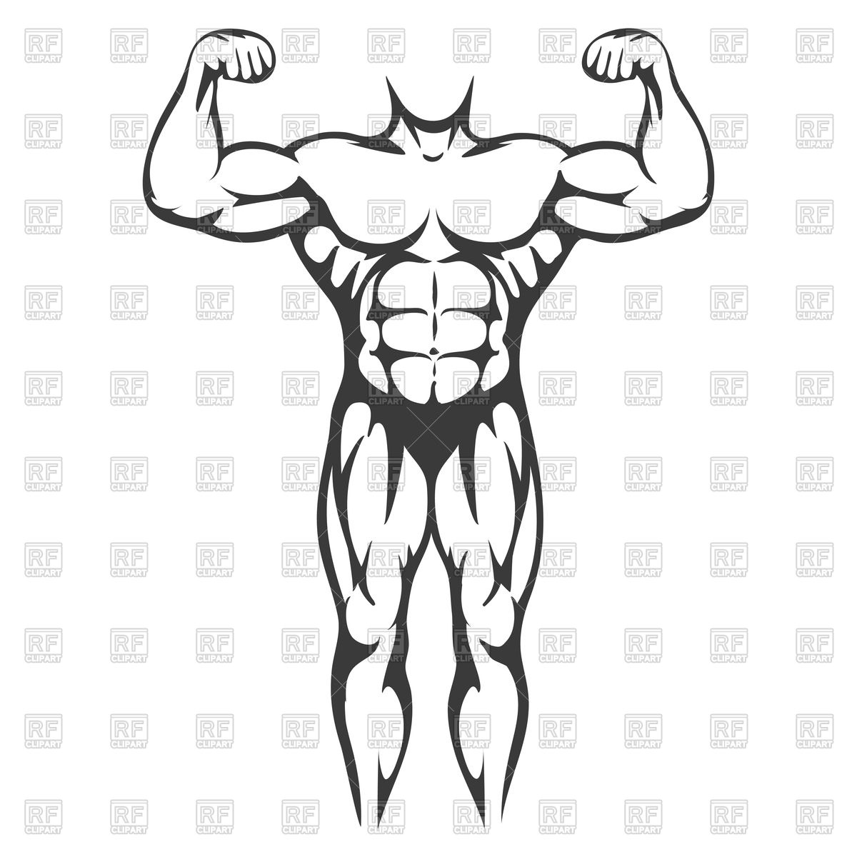 1200x1200 Male Body Muscle Black Silhouette Royalty Free Vector Clip Art