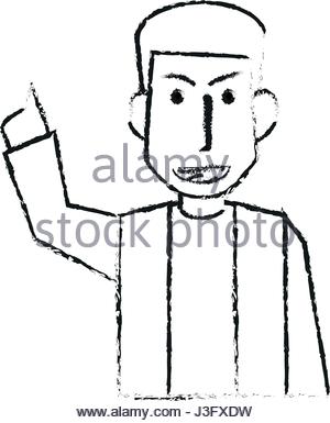 300x385 Blurred Silhouette Half Body Caricature Man With Long Beard Stock