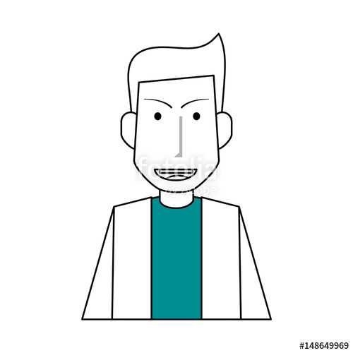 500x500 Sketch Color Silhouette Half Body Caricature Doctor Male Vector