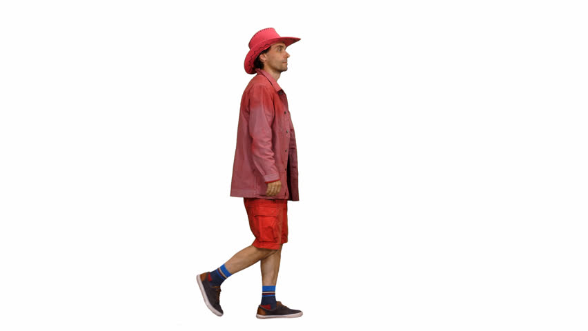 852x480 Male Silhouette Walking In Cowboy Hat, 2 In 1, Front And Side View