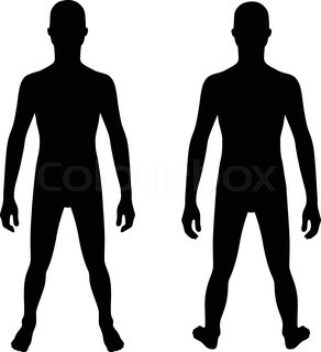 292x320 Fashion Body Full Length Bald Template Figure Silhouette (Front