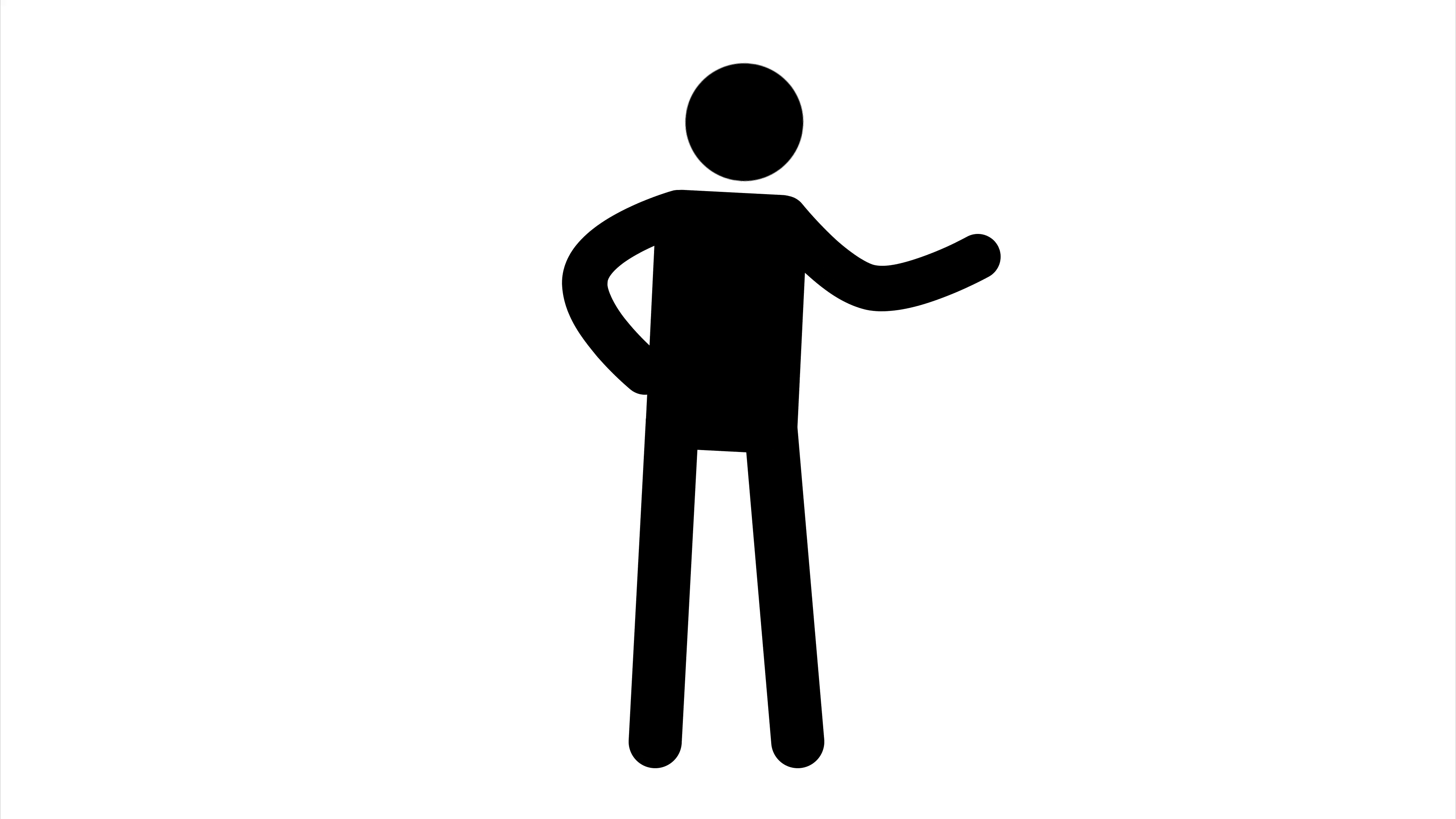 3840x2160 Male Stick Figure Character Waves, Introduces And Presents Motion