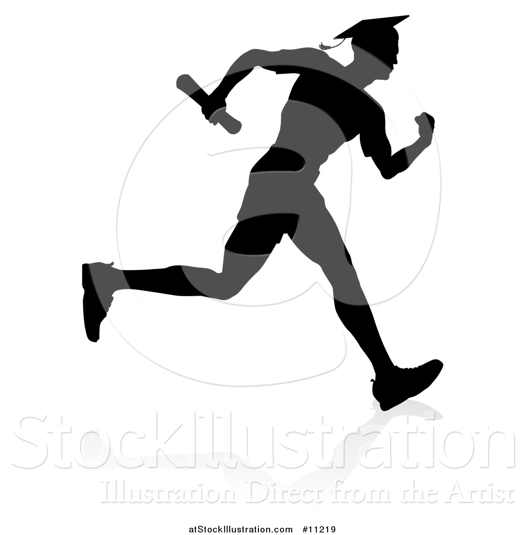 1024x1044 Vector Illustration Of Black Silhouetted Male Graduate Running