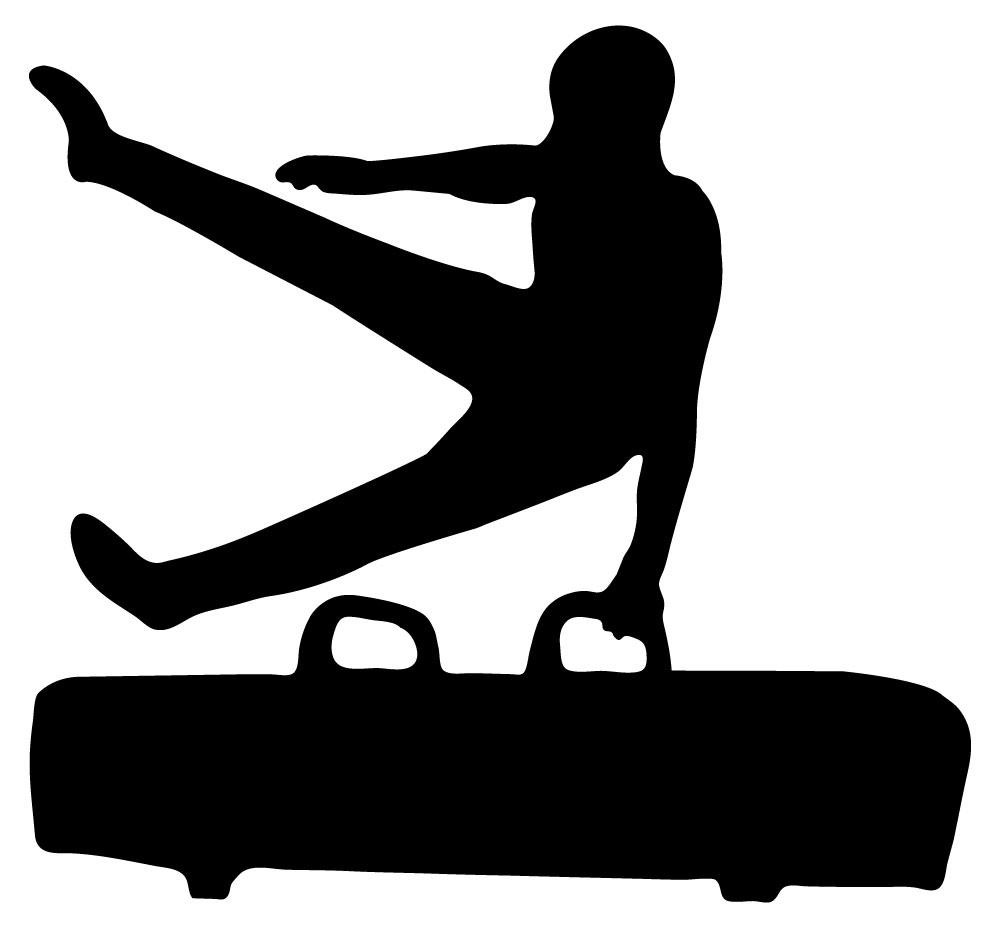 1000x928 Gymnastics Silhouette Style Single Hand Horse Flip Wall Decal