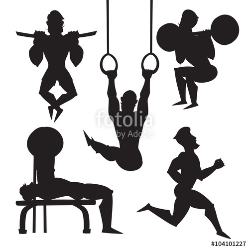 500x500 Silhouette Illustration Set Of Male Athletes Vector Sport Black