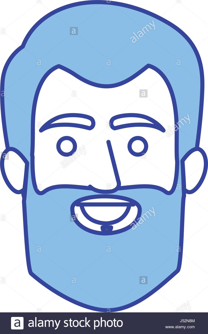 867x1390 Blue Silhouette Of Male Face With Short Hair And Beard Stock