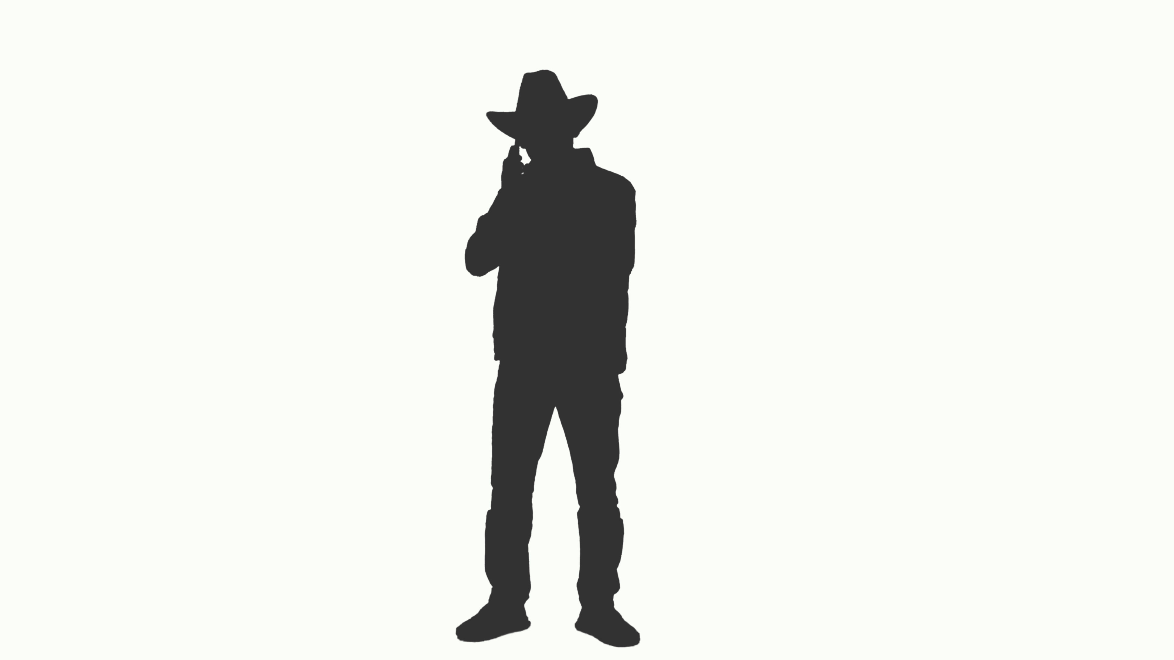 3840x2160 Silhouette Of A Man In Cowboy Hat Talking On Smartphone, Alpha