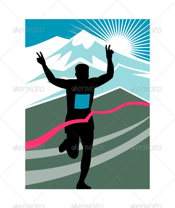 590x700 Male Marathon Runner Running Retro Woodcut By Patrimonio