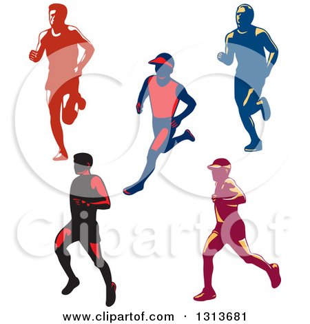 450x470 Clipart Of Retro Male Marathon Runners