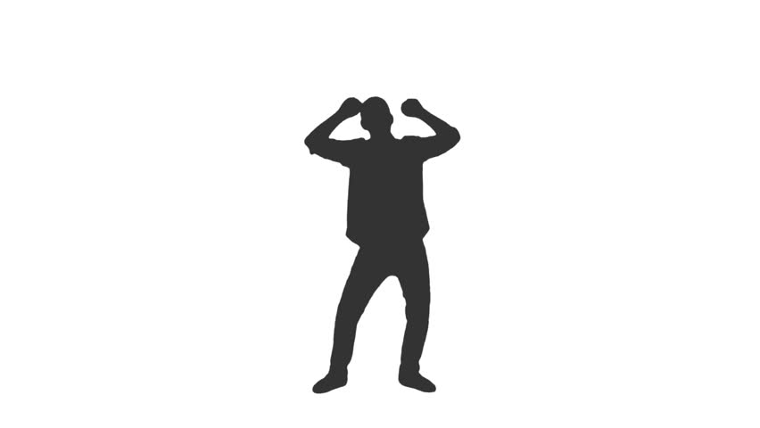 852x480 Male Dancer Full Length Silhouette With Alpha Matte Stock Footage