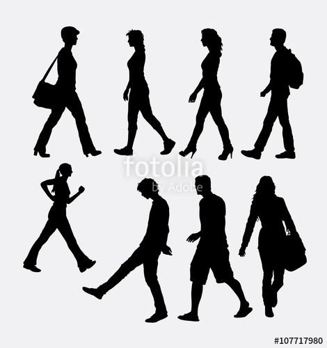 470x500 People Male And Female Walking Silhouette. Good Use Foe Symbol
