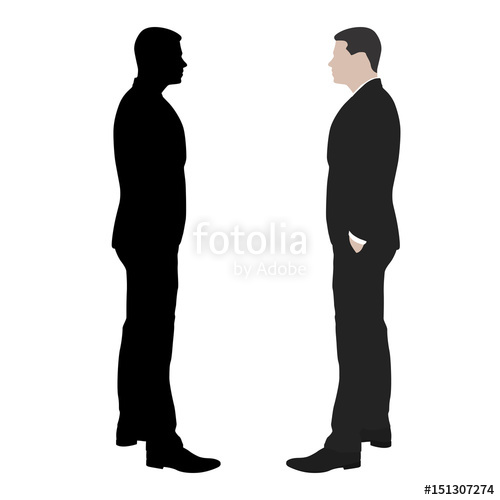 500x500 Man Standing, Side View, Isolated Vector Silhouette Stock Image